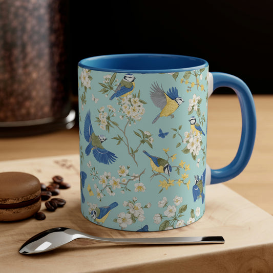 Chinoiserie Birds and Flowers Accent Coffee Mug, 11oz