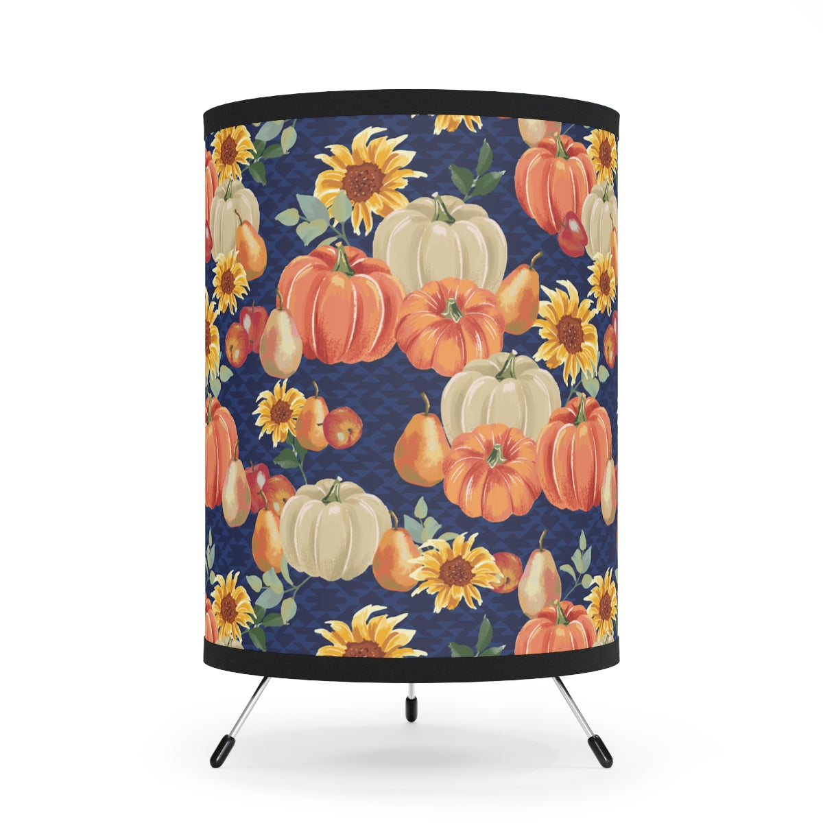Fall Pumpkins and Sunflowers Tripod Lamp