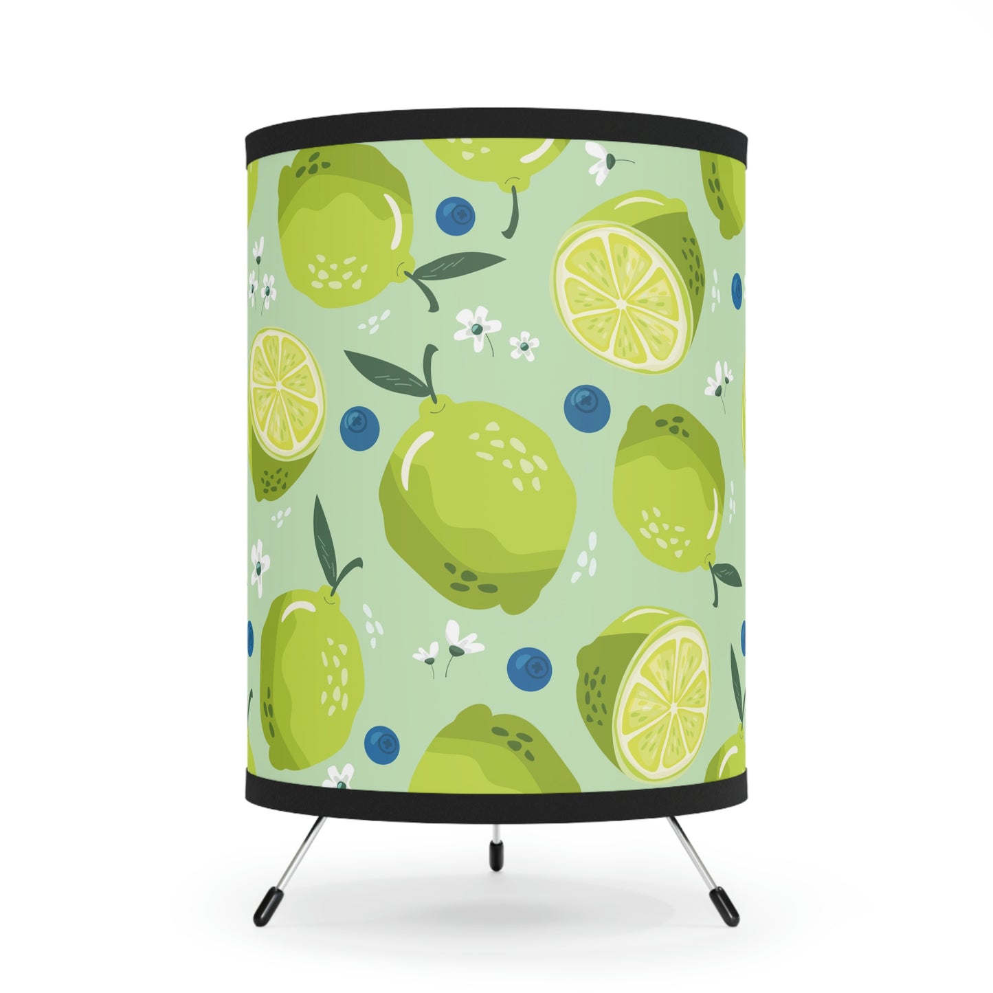 Limes and Blueberries Tripod Lamp with High-Res Printed Shade, US\CA plug