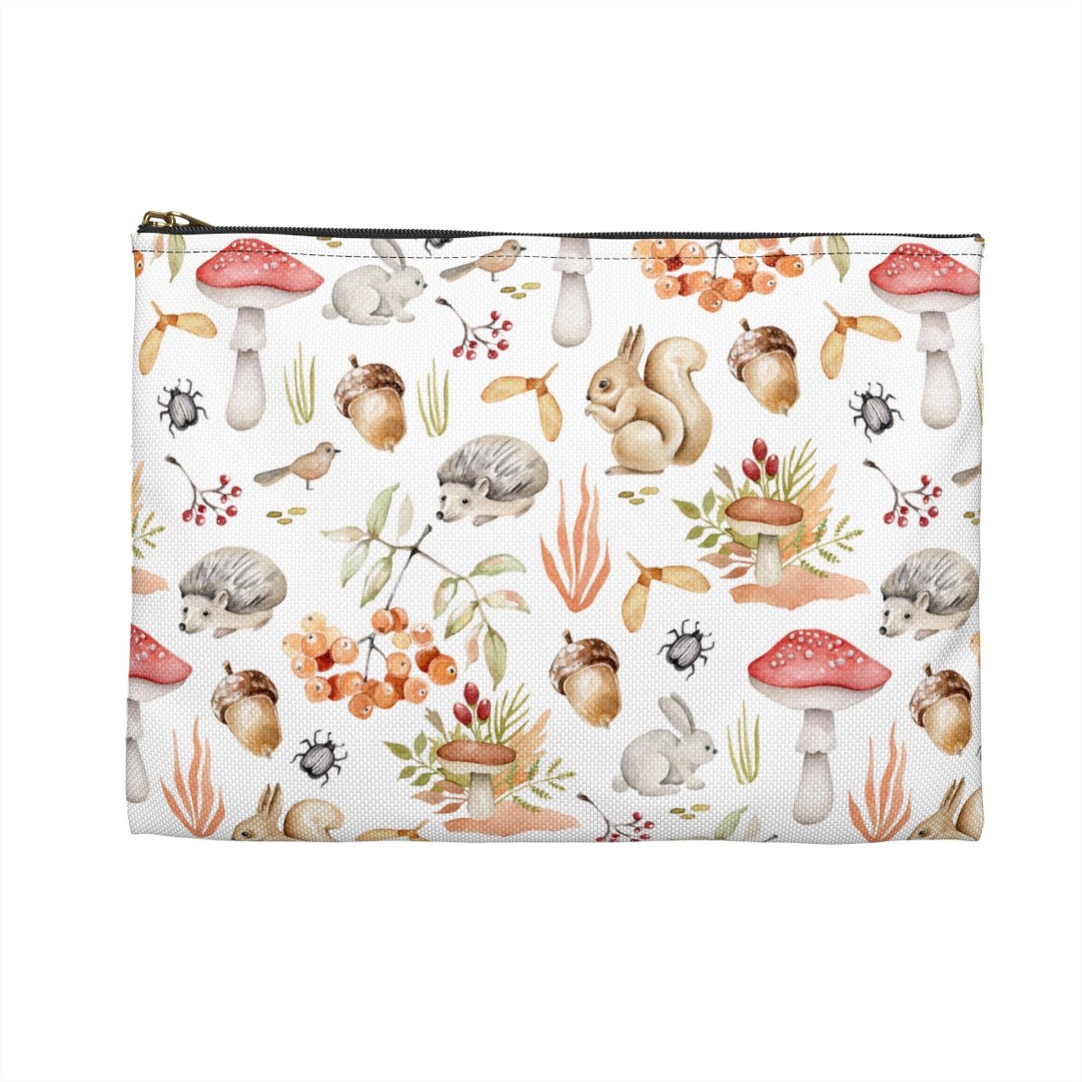 Fall Forest Animals Accessory Pouch - Puffin Lime