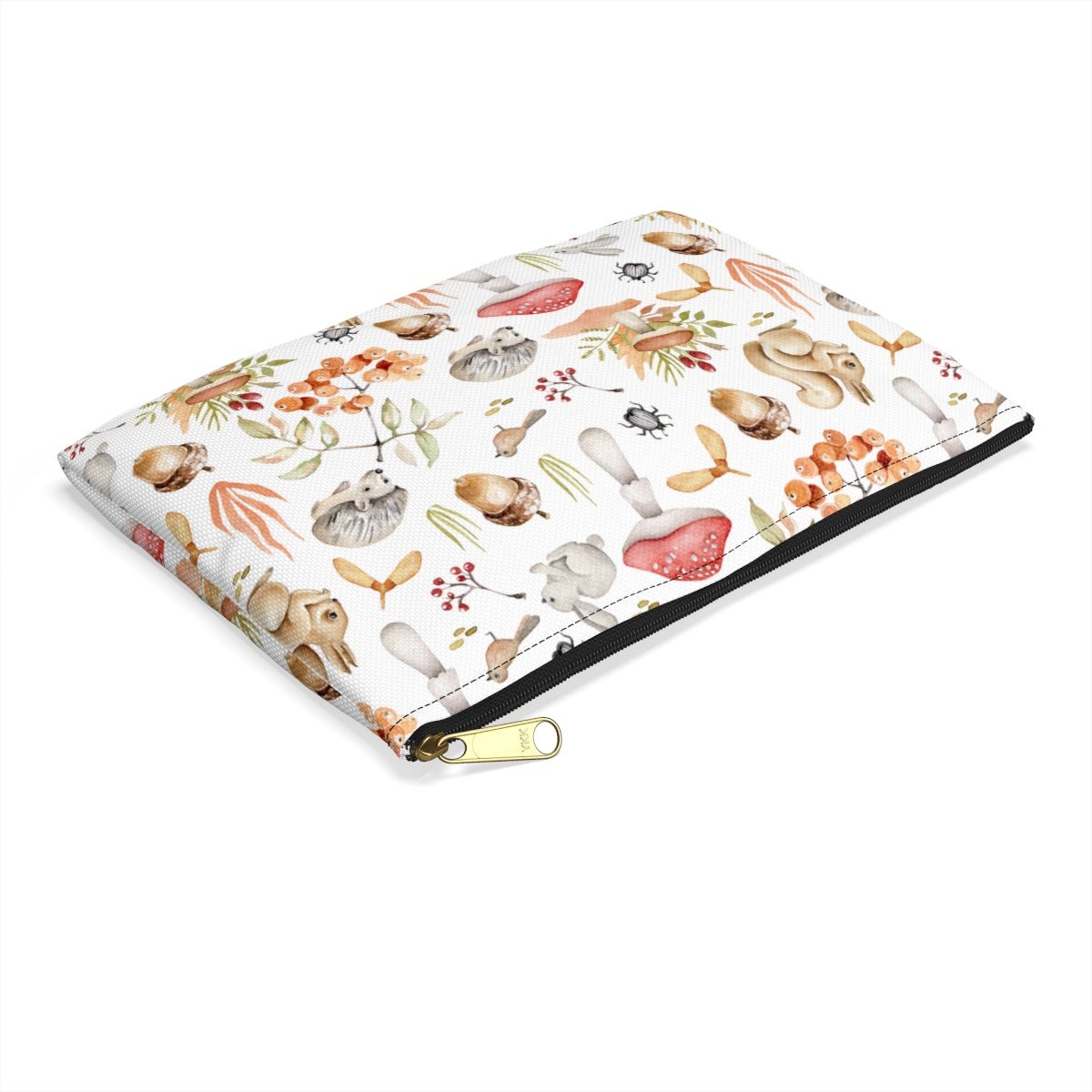 Fall Forest Animals Accessory Pouch - Puffin Lime