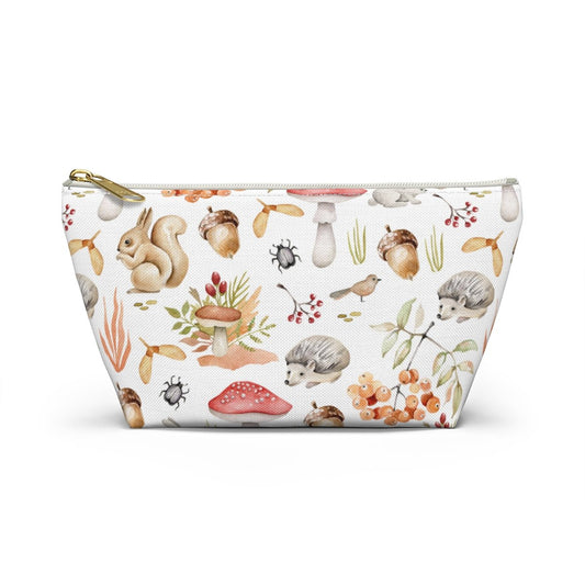 Fall Forest Animals Accessory Pouch w T-bottom - Puffin Lime