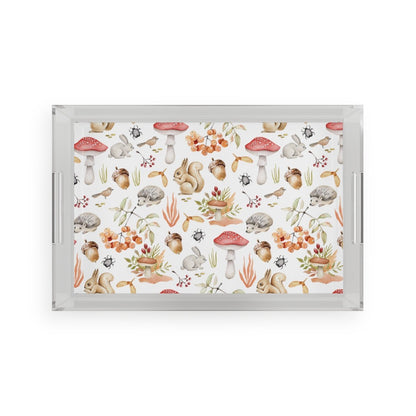 Fall Forest Animals Acrylic Serving Tray - Puffin Lime