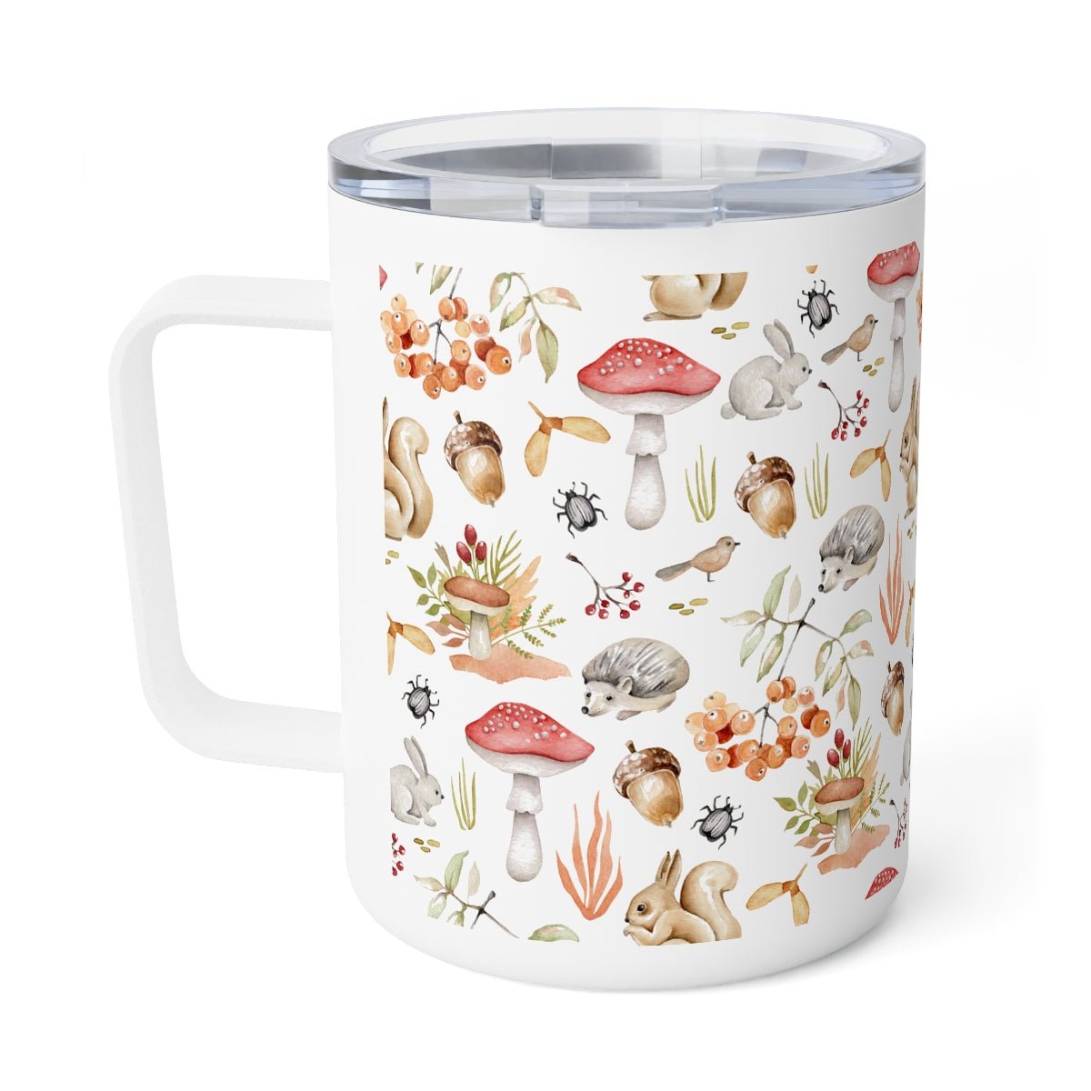 Fall Forest Animals Insulated Coffee Mug - Puffin Lime