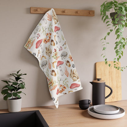 Fall Forest Animals Kitchen Towel - Puffin Lime
