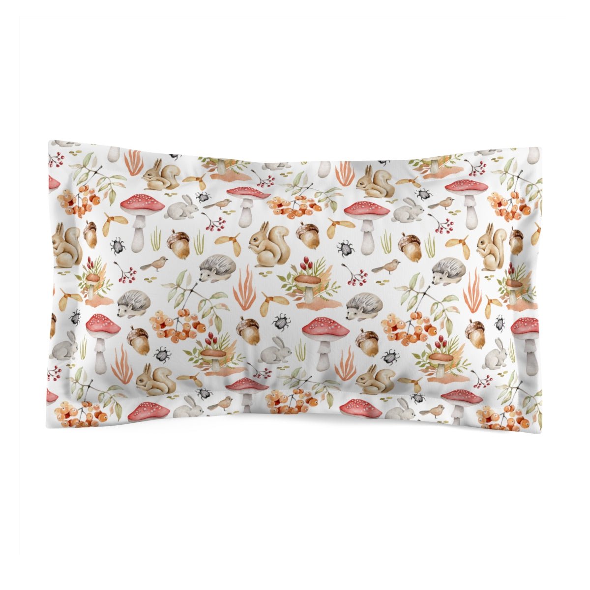 Fall Forest Animals Microfiber Pillow Sham - Puffin Lime