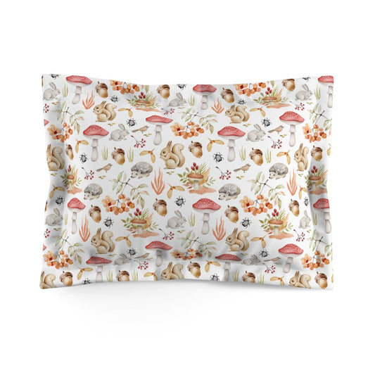Fall Forest Animals Microfiber Pillow Sham - Puffin Lime