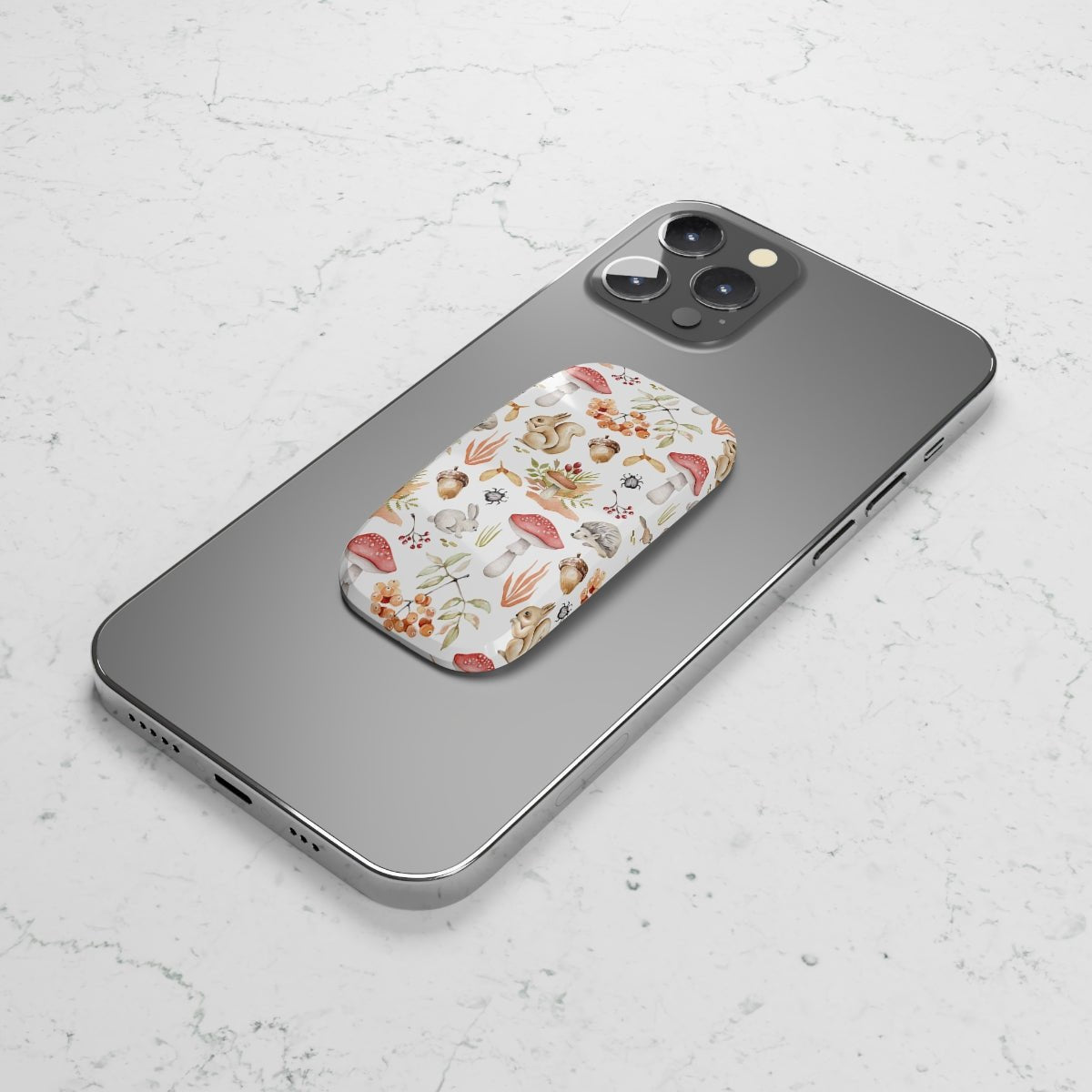 Fall Forest Animals Phone Click-On Grip - Puffin Lime