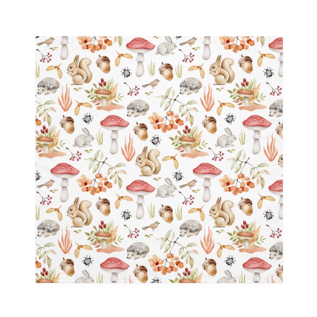 Fall Forest Animals Polyester Napkins - Puffin Lime