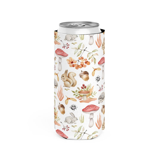 Fall Forest Animals Slim Can Cooler - Puffin Lime