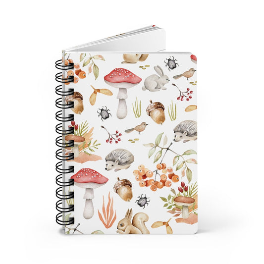 Fall Forest Animals Spiral Bound Journal - Puffin Lime