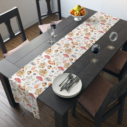 Fall Forest Animals Table Runner - Puffin Lime