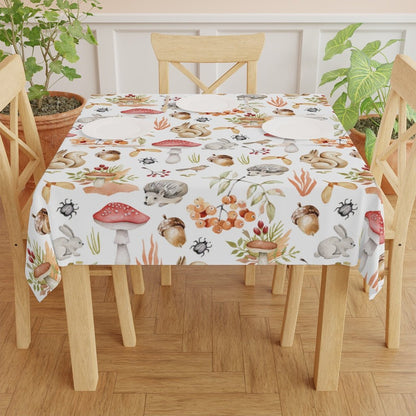 Fall Forest Animals Tablecloth - Puffin Lime