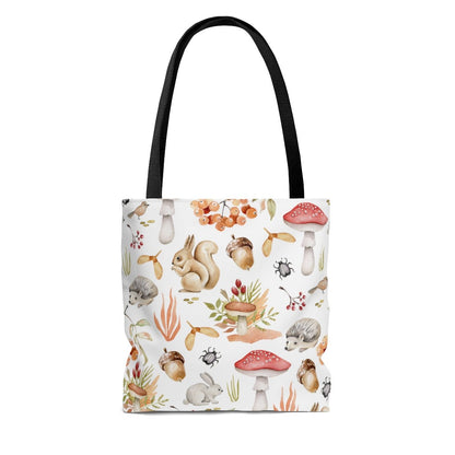 Fall Forest Animals Tote Bag - Puffin Lime