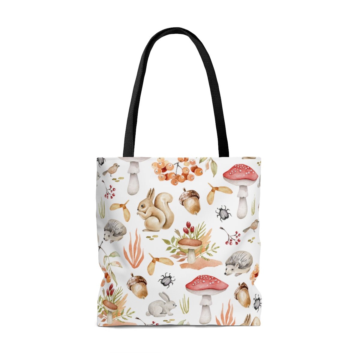 Fall Forest Animals Tote Bag - Puffin Lime