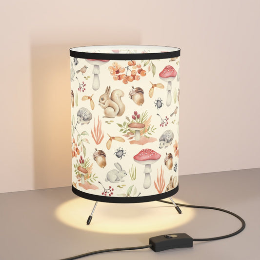 Fall Forest Animals Tripod Lamp - Puffin Lime
