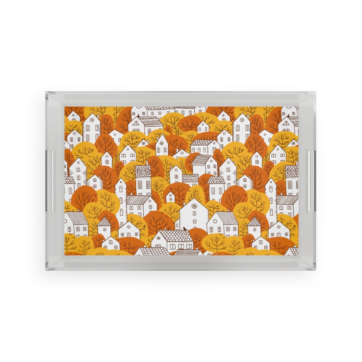 Fall Nordic Houses Acrylic Serving Tray - Puffin Lime
