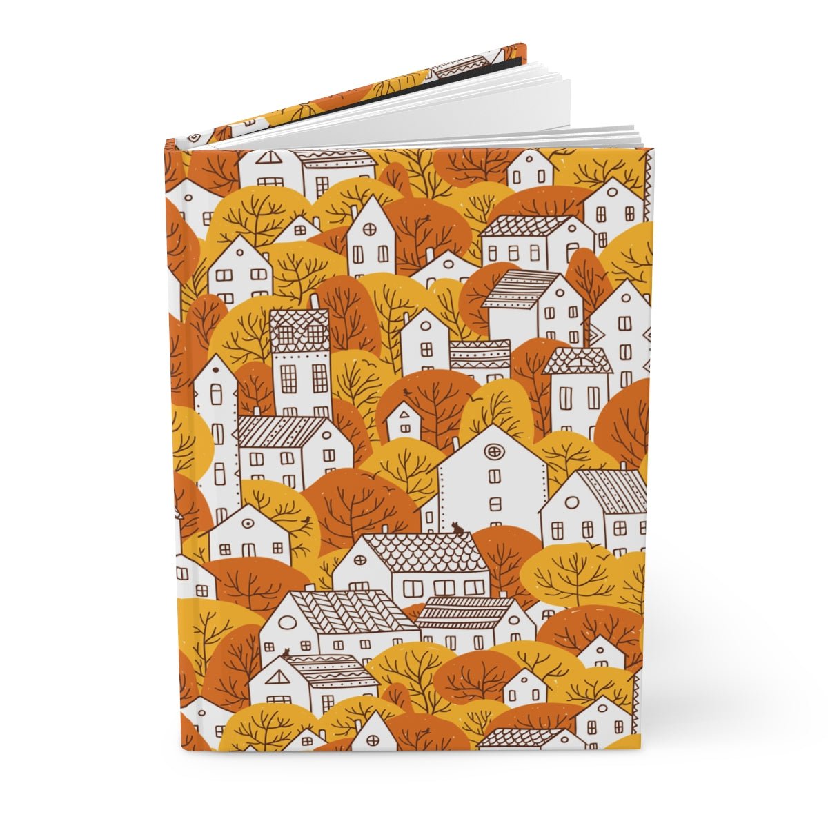 Fall Nordic Houses Hardcover Journal - Puffin Lime