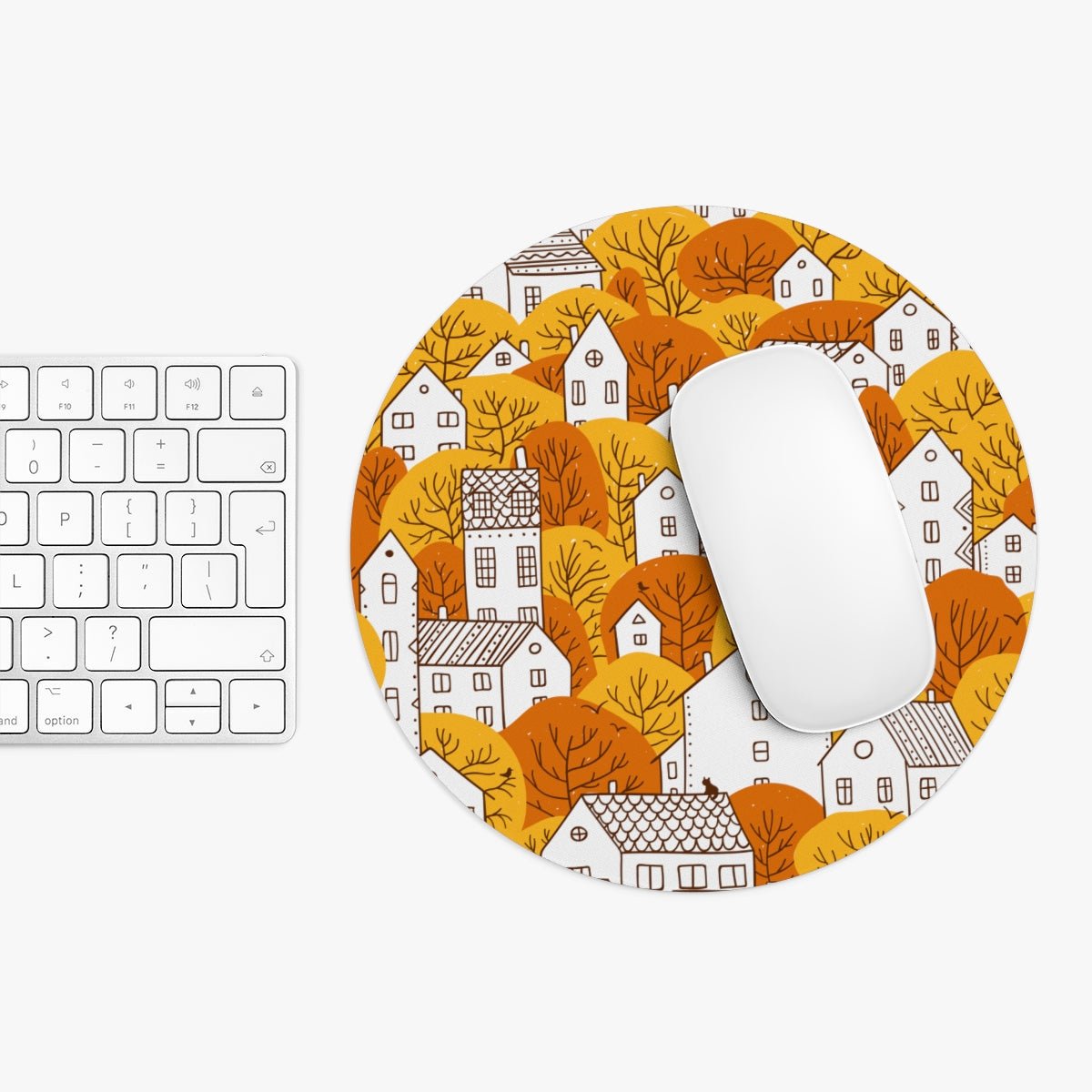 Fall Nordic Houses Mouse Pad - Puffin Lime