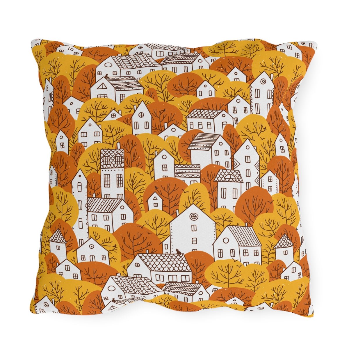 Fall Nordic Houses Outdoor Pillow - Puffin Lime