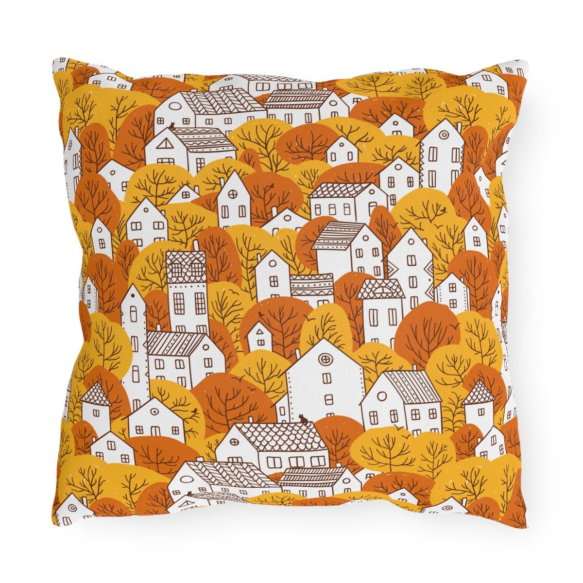 Fall Nordic Houses Outdoor Pillow - Puffin Lime