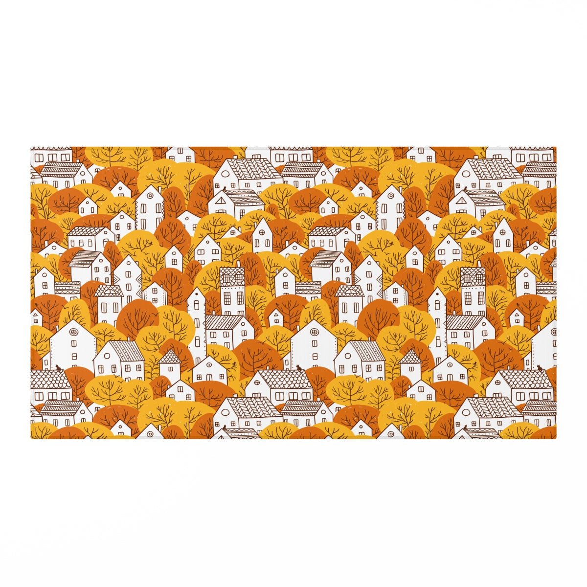 Fall Nordic Houses Rug - Puffin Lime