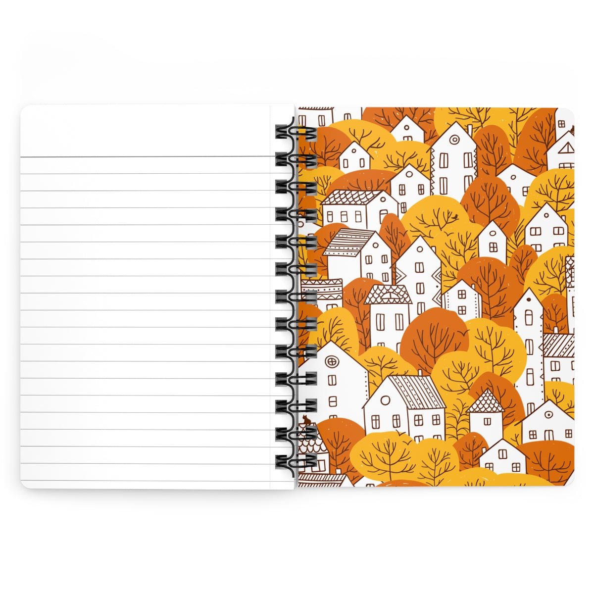 Fall Nordic Houses Spiral Bound Journal - Puffin Lime