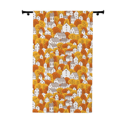 Fall Nordic Houses Window Curtain Panel - Puffin Lime