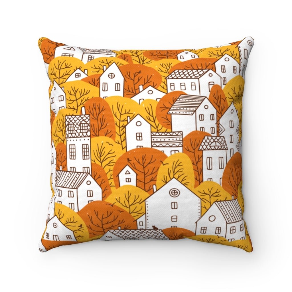 Fall Nordic Houses Square Throw Pillow
