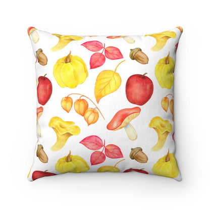 Fall Pillow Cover with Apples and Leaves