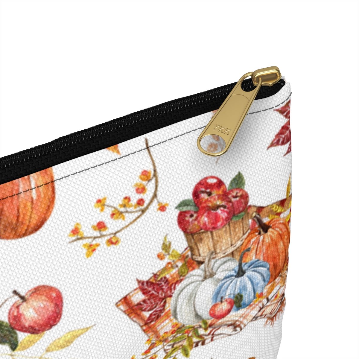 Fall Pumpkins and Apples Accessory Pouch - Puffin Lime