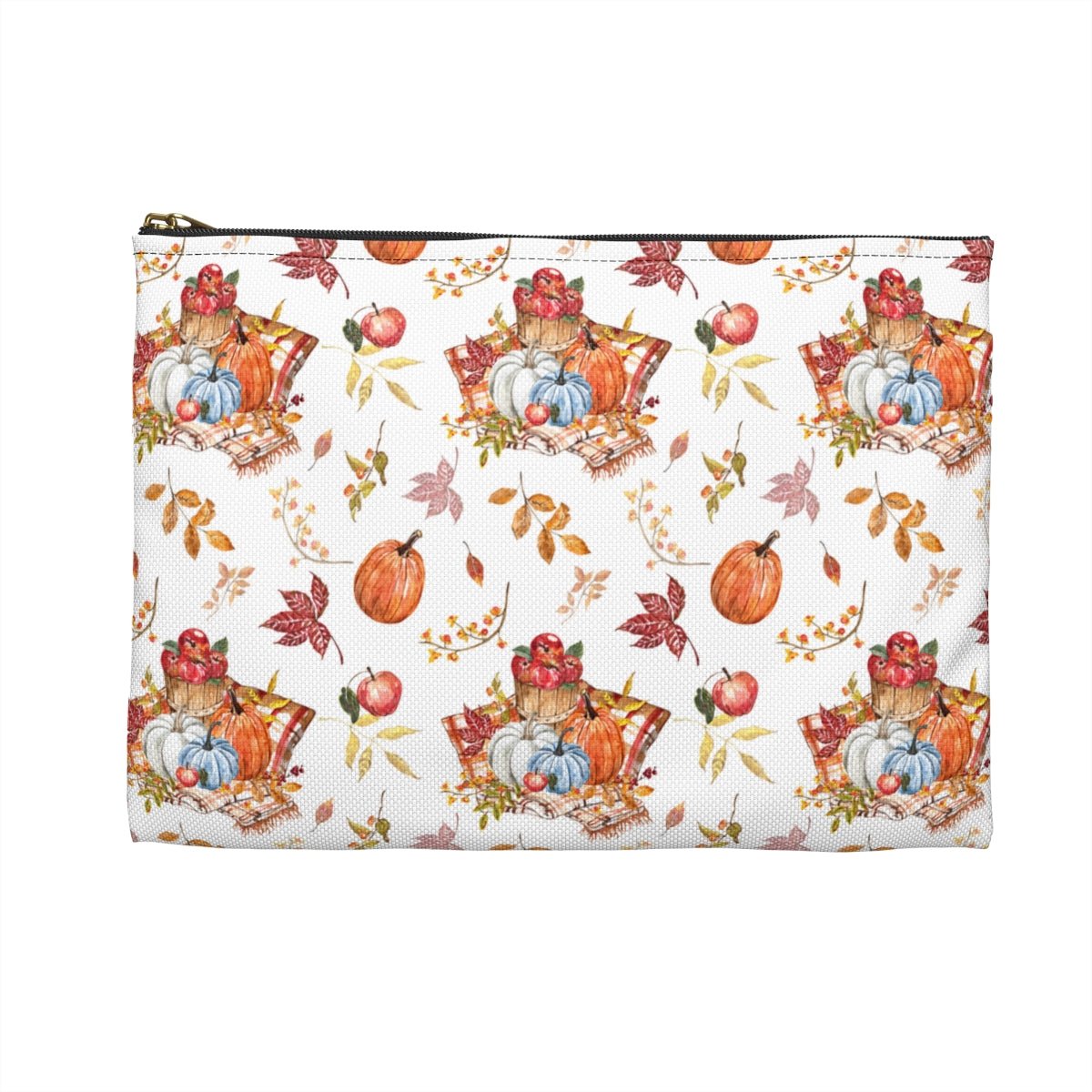 Fall Pumpkins and Apples Accessory Pouch - Puffin Lime