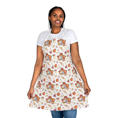Fall Pumpkins and Apples Apron - Puffin Lime