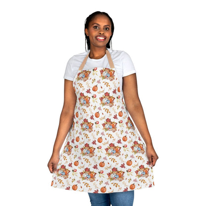 Fall Pumpkins and Apples Apron - Puffin Lime