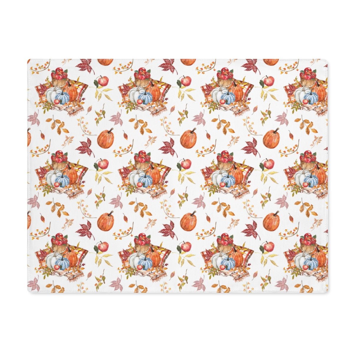 Fall Pumpkins and Apples Cotton Placemat - Puffin Lime