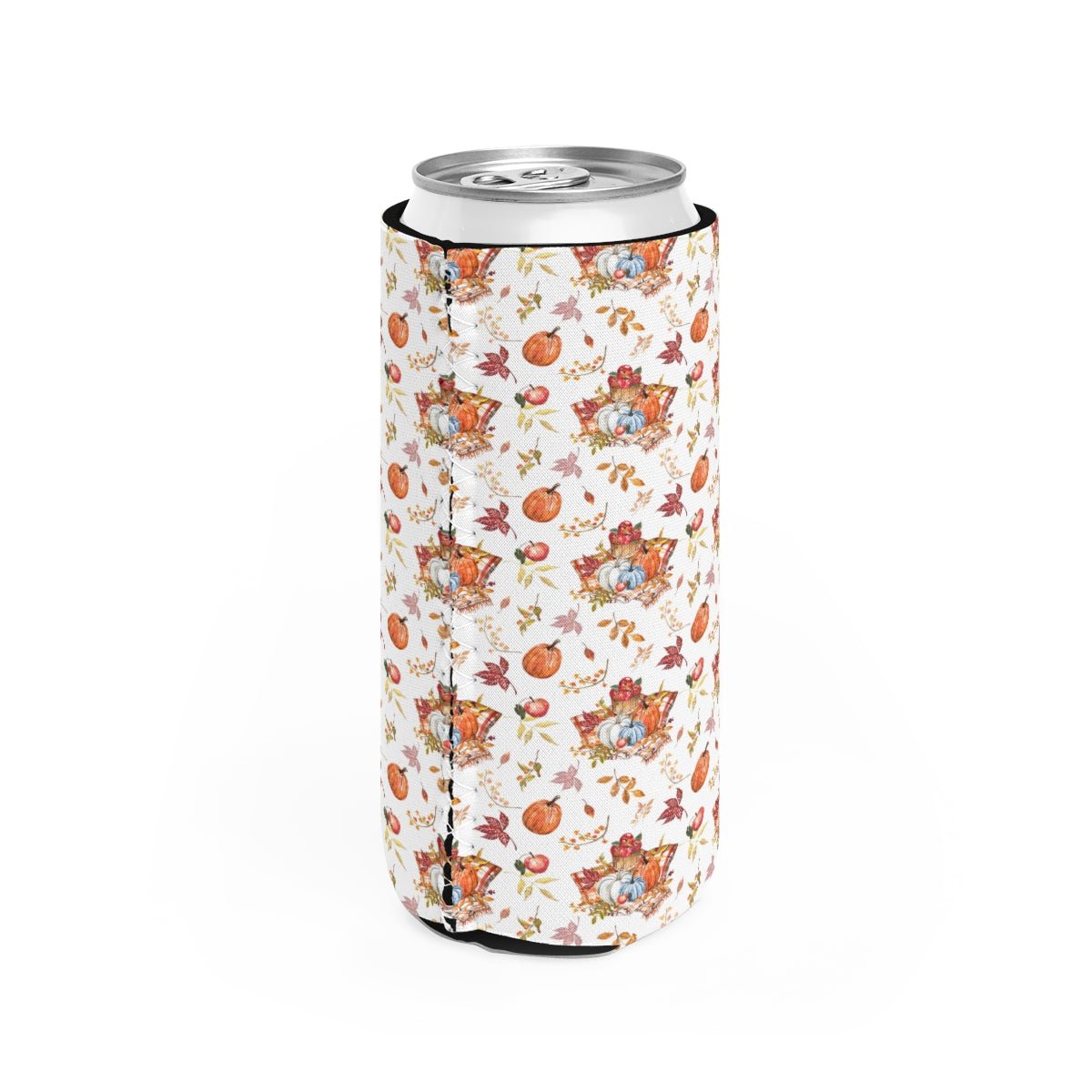 Fall Pumpkins and Apples Slim Can Cooler - Puffin Lime