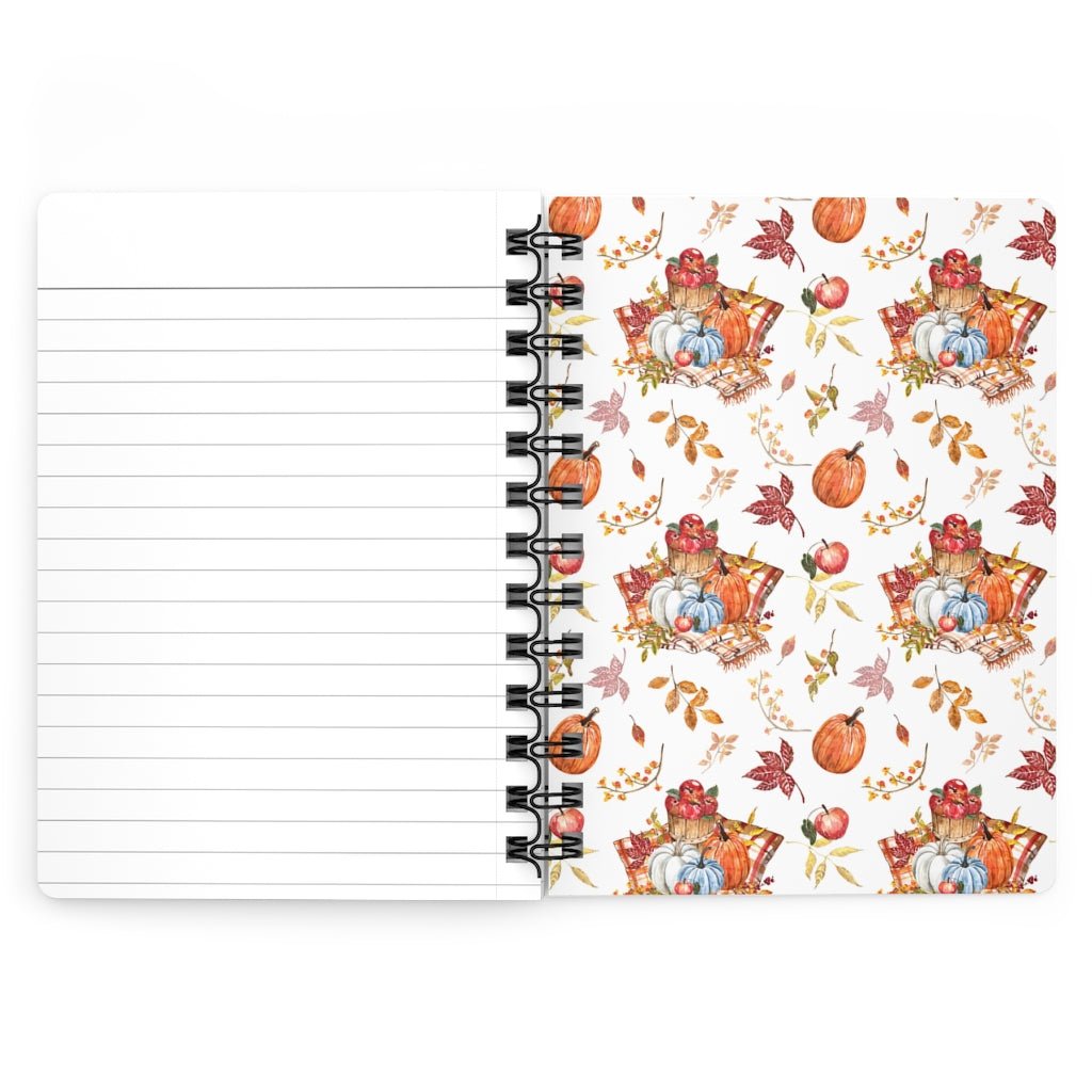 Fall Pumpkins and Apples Spiral Bound Journal - Puffin Lime