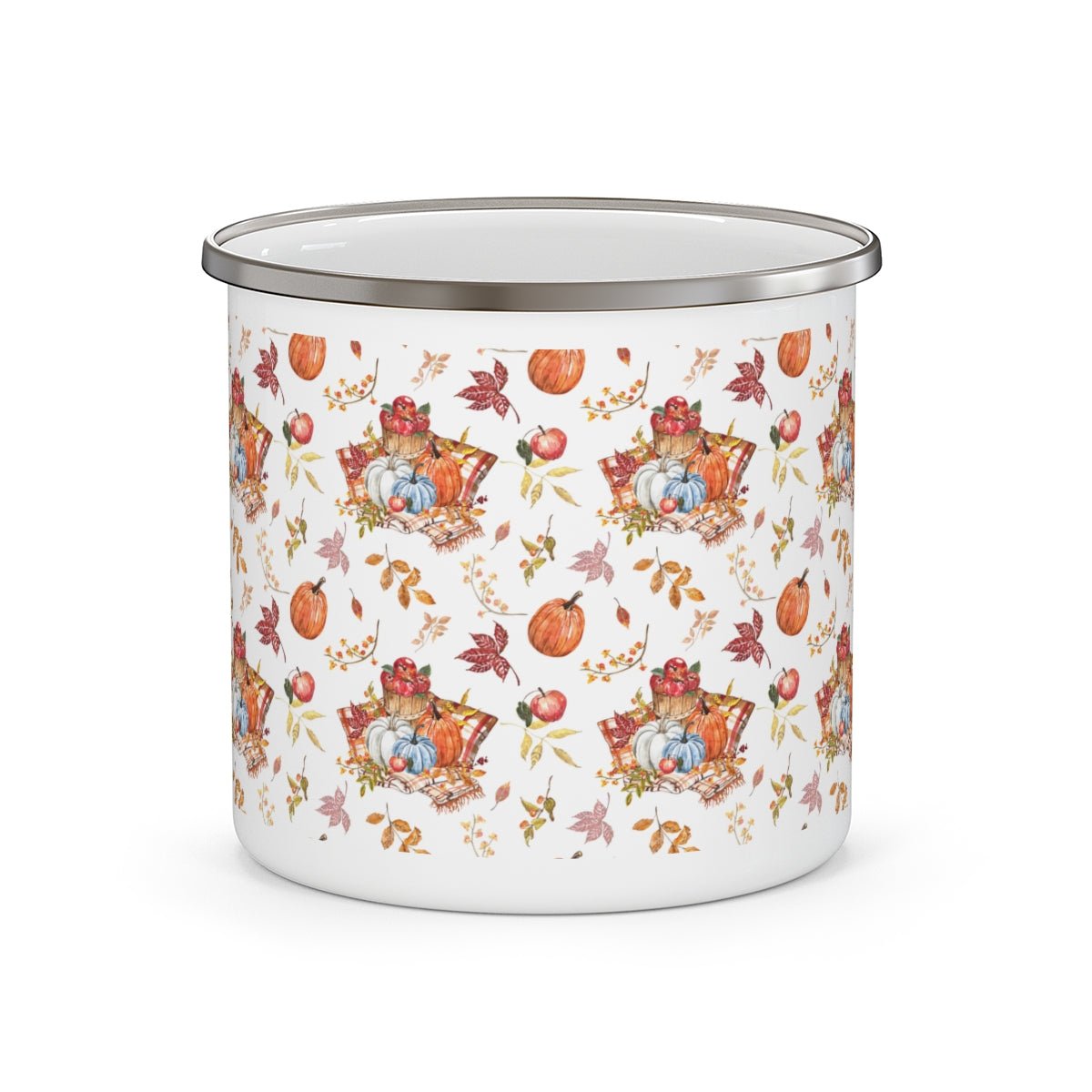 Fall Pumpkins and Apples Stainless Steel Camping Mug - Puffin Lime
