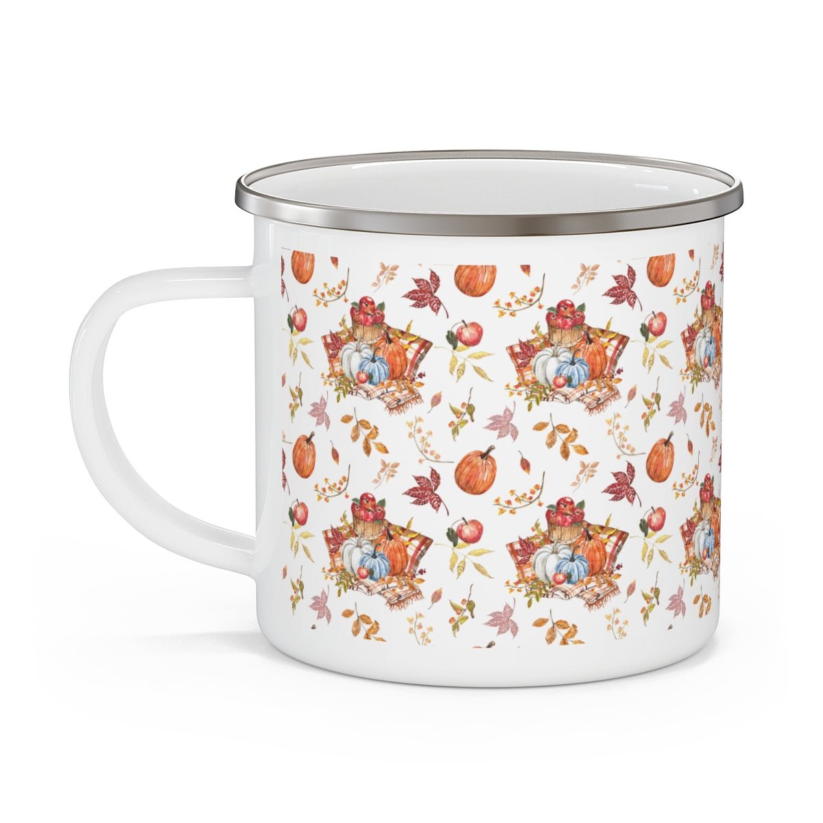 Fall Pumpkins and Apples Stainless Steel Camping Mug - Puffin Lime