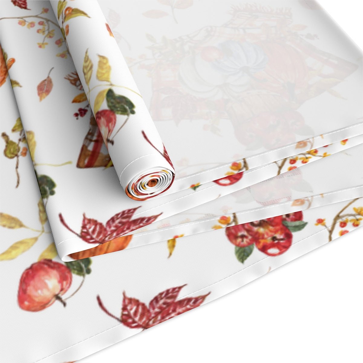 Fall Pumpkins and Apples Table Runner 16" × 72" - Puffin Lime