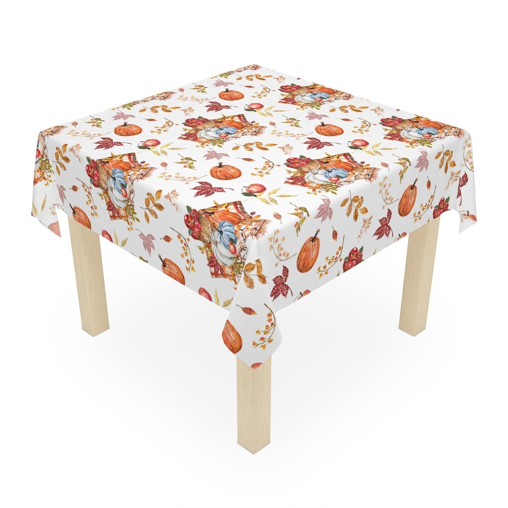 Fall Pumpkins and Apples Tablecloth - Puffin Lime