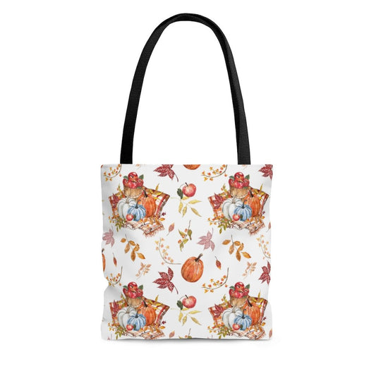 Fall Pumpkins and Apples Tote Bag - Puffin Lime