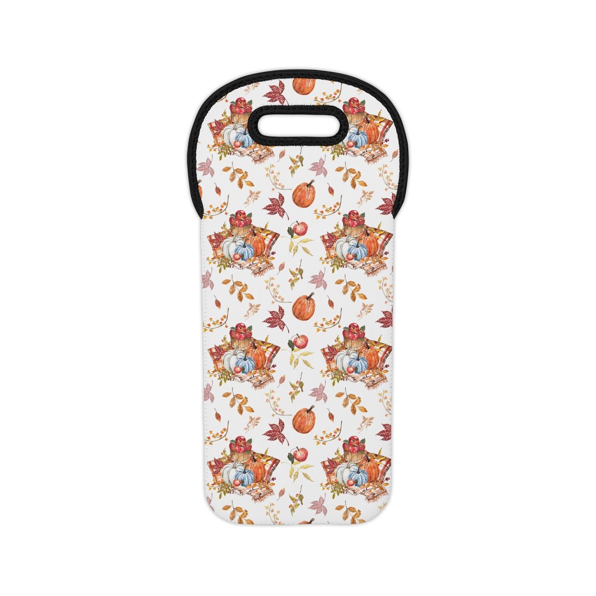 Fall Pumpkins and Apples Wine Tote Bag - Puffin Lime