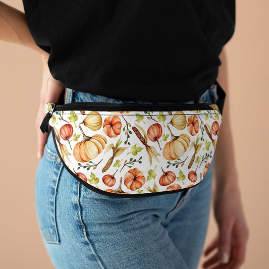 Fall Pumpkins and Corn Fanny Pack - Puffin Lime