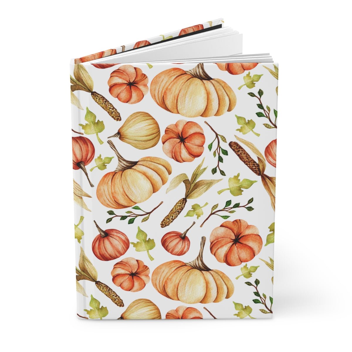 Fall Pumpkins and Corn Hardcover Journal Matte - Puffin Lime