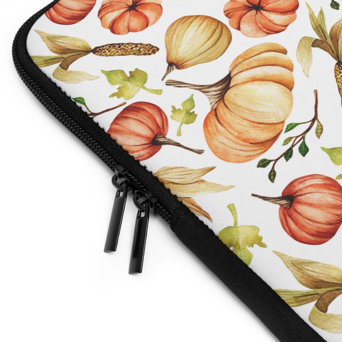 Fall Pumpkins and Corn Laptop Sleeve - Puffin Lime