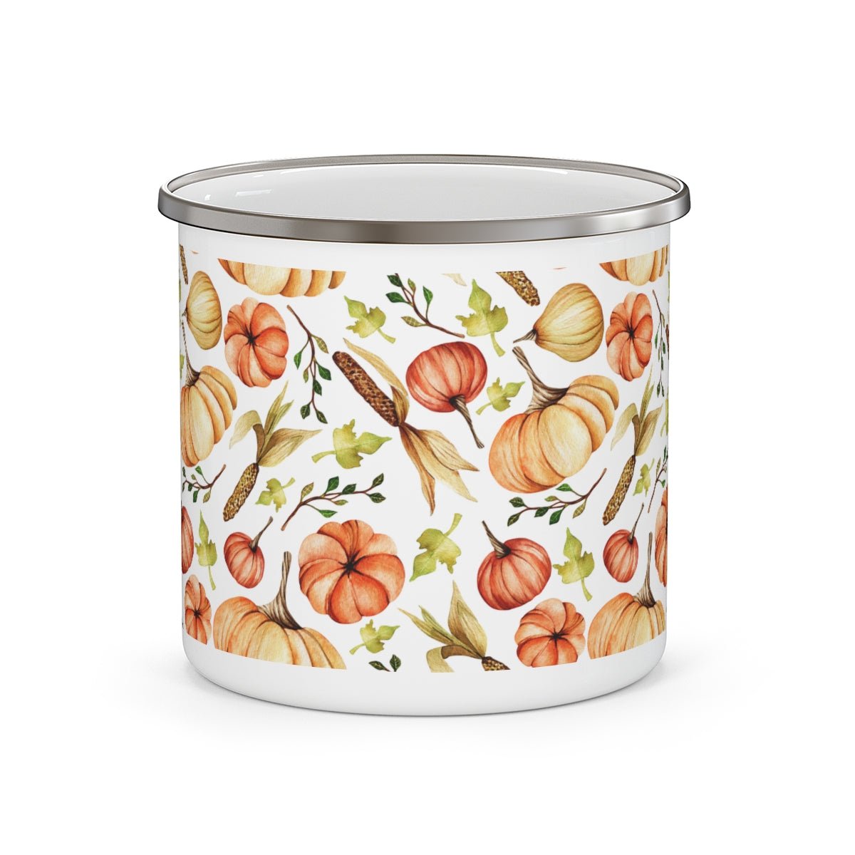 Fall Pumpkins and Corn Stainless Steel Camping Mug - Puffin Lime
