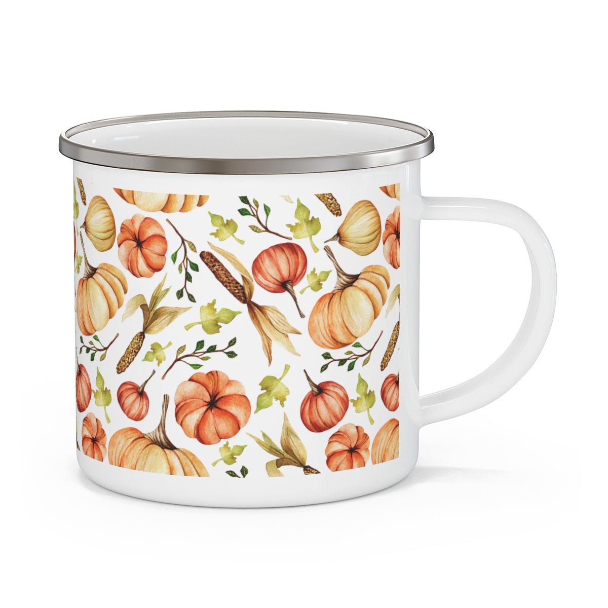 Fall Pumpkins and Corn Stainless Steel Camping Mug - Puffin Lime