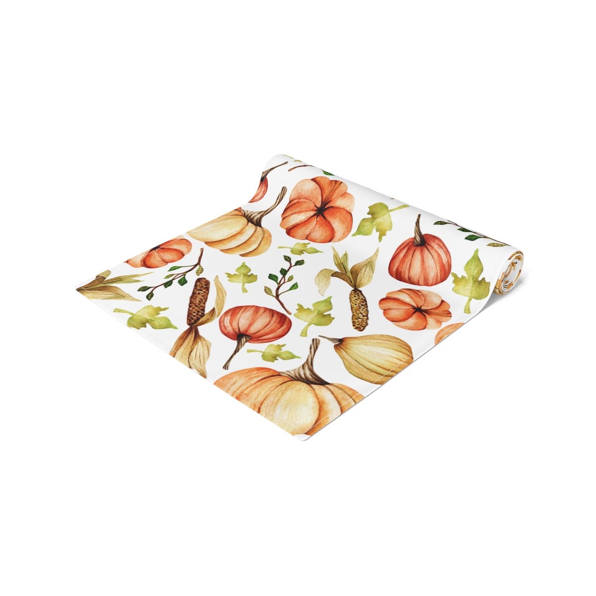 Fall Pumpkins and Corn Table Runner - Puffin Lime