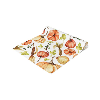 Fall Pumpkins and Corn Table Runner - Puffin Lime